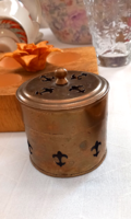 Vintage anjou lily patterned copper sheet cylindrical gift box with lid