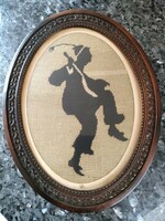 Gobelin - dancing figure - glazed in a beautiful wooden frame