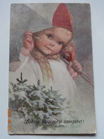 Old antique graphic Christmas greeting card (1924)