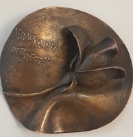17. Virágkarnevál Debrecen 1986 bronz emlék plakett dizsdobozában szignózott , jelzett darab