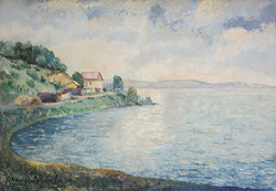 Lajos János Tihanyi (1892-1957) Balaton landscape 100x70cm | quiet Badacsony landscape