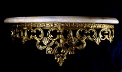 Solid copper and polished marble stone flat decorative neo-baroque style wall shelf - bracket !!!