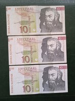 10 Slovenian tolar banknote 3 pieces – 1992 covered circulation money circulation banknote