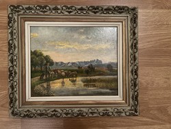 Nice painting in a wooden frame.