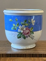 Glazed porcelain flower pot with antique flower painting