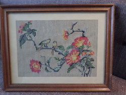 Tapestry picture: floral, bird