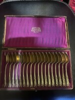 A very rare antique 18-piece silver spoon collection in a box for sale! Price: 100,000.-