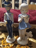 German lippelsdorf rare girl and a soldier porcelain figure in one