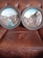 Pair of Bernhard block antique wall plates! / D=40 cm/