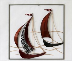 Metal wall decoration sailing ships (90020)