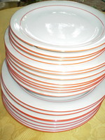 KAHLA GDR porcelán piros szegélyes ritka garnitúra cc20 db garnitúra