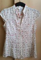 H&m flower print size 36, slim fit, short sleeve shirt, blouse