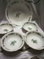 Porcelain salad set with green rose pattern/bavaria/