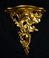 Rococo gilded carved wooden small wall console shelf