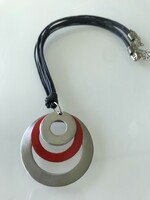 Modern necklace with stainless steel pendant on twisted cord