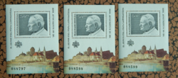 1991. II. Pope János Pál's visit to Hungary - 3 numbered blocks **