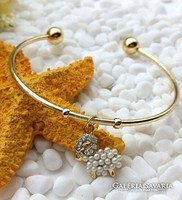 Golden Aries horoscope open bracelet flexible.