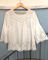 Vila 36 madeira embroidered white lace blouse