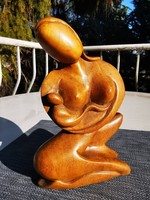 Motherhood, wooden sculpture