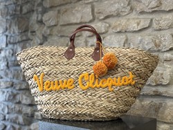 Veuve clicquot beach bag - xl size wicker beach bag - a special gift from France