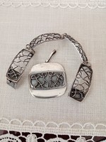 Old Hungarian applied art silver-plated copper goldsmith's bracelet and pendant - János Percz
