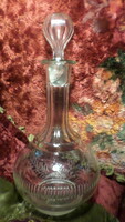 1905, peeled, polished, large crystal bottle with monogram. The glass is intact, the cork is damaged