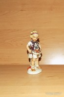 Capodimonte porcelán gombaszedő kislány figura 12,5 cm magas (po-4)