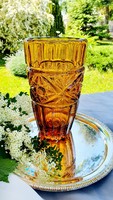 Czech amber cast glass vase