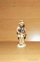 Capodimonte porcelán gombaszedő kislány figura - 12,5 cm magas (po-4)
