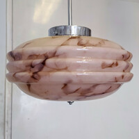 Art deco - Streamline mennyezeti lámpa felújítva - márványozott rózsaszín búra
