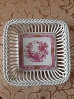 Herend appony patterned tray with braided edge