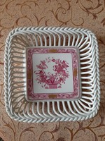 Herendi Apponyi Pattern Porcelain Serving Dish with Woven Edge