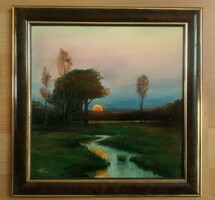 István Finta - twilight oil painting