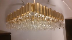 Art deco cube opulent large copper-glass crystal chandelier 38 kg