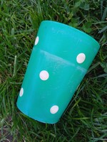 Retró pöttyös óvodai műanyag pohár (zöld)