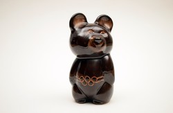 Retro Russian Olympic mass teddy bear / teddy bear figurine / retro old / ceramic