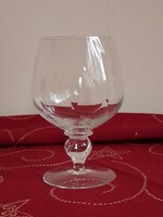 Old classic cognac glass, twisted stem, twisted ribbed goblet, blown into shape