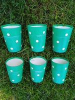 Retró 6db-os pöttyös óvodai műanyag pohár csomag (zöld)