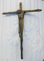 Rare! Erwin huber marked bronze crucifix 1981