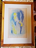 Pastel picture in a wooden frame with unknown signature