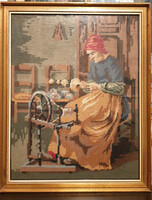 Retro tapestry needlework, framed