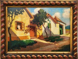 Ferenc Pogány (1886 - 1930) sunny street c. Your painting with an original guarantee!