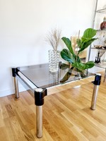 Mid-century modern chrome coffee table, glass table