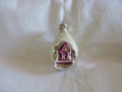 Old glass Christmas tree decoration - snowy cottage!