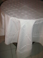 Beautiful vintage speckled white damask tablecloth, tablecloth