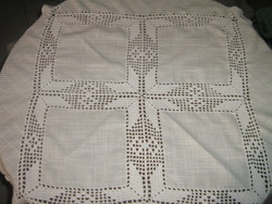 Beautiful handmade crocheted and inlaid buttery tablecloth