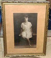 Old photo, photo with antique gilded frame.