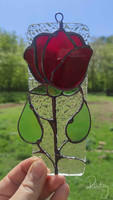 Stained glass ornament, tiffany window decoration, rose