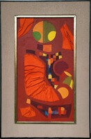 Ilona Aczél (1929 - 2000) Composition from the 60s Oil Painting with Original Guarantee!