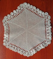 Hexagonal crochet lace tablecloth